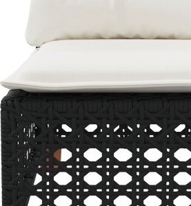 vidaXL Sofa ogrodowa z poduszkami, 3-osobowa, czarna, polirattan 7