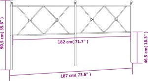 vidaXL Metalowe wezgłowie, czarne, 180 cm 6