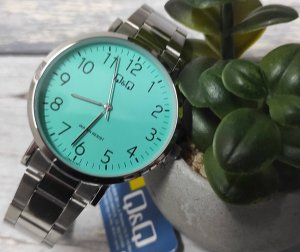 Zegarek Q&Q Zegarek QQ C34A-013P Męski Klasyczny Turkusowa Tarcza SLIM 6