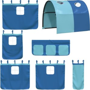 vidaXL vidaXL Łóżko piętrowe z zasłonkami, niebieskie, 80x200 cm, sosnowe 9