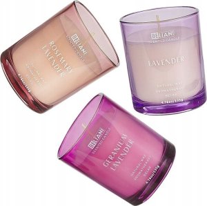 Beliani 3 świece zapachowe sojowe lawenda/ rozmaryn z lawendą/ geranium z lawendą SHEER JOY 3