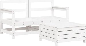 vidaXL 3-częściowy zestaw mebli ogrodowych, biały, lite drewno sosnowe 2