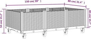 vidaXL Donica ogrodowa na kółkach, szara, 150x80x54 cm, PP 7