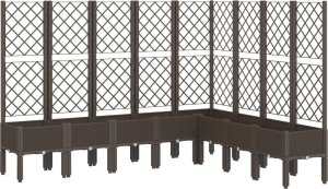 vidaXL Donica ogrodowa z kratką, brązowa, 200x160x142 cm, PP 2