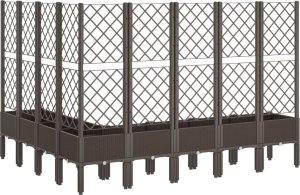 vidaXL Donica ogrodowa z kratką, brązowa, 200x160x142 cm, PP 5