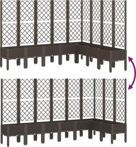 vidaXL Donica ogrodowa z kratką, brązowa, 200x160x142 cm, PP 6