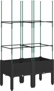 vidaXL Donica ogrodowa z kratką, czarna, 80x40x142,5 cm, PP 2