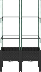 vidaXL Donica ogrodowa z kratką, czarna, 80x40x142,5 cm, PP 3