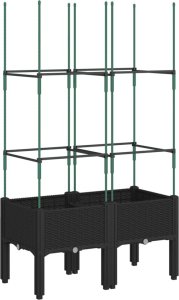 vidaXL Donica ogrodowa z kratką, czarna, 80x40x142,5 cm, PP 5