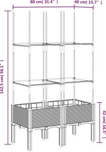 vidaXL Donica ogrodowa z kratką, czarna, 80x40x142,5 cm, PP 7
