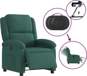 vidaXL Elektryczny fotel rozkładany, ciemnozielony, obity aksamitem 6
