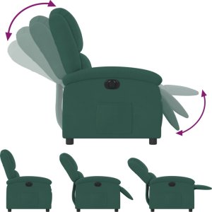 vidaXL Elektryczny fotel rozkładany, ciemnozielony, obity aksamitem 7