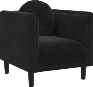 vidaXL Fotel z poduszkami, czarny, aksamit 2