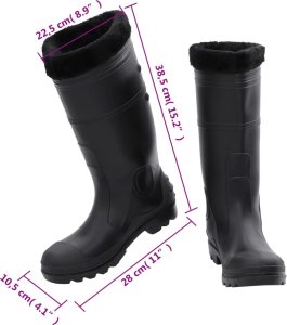 vidaXL Kalosze z wyjmowanym ociepleniem, czarne, rozmiar 41, PVC 9
