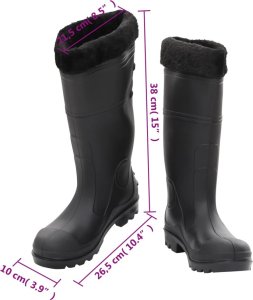 vidaXL Kalosze z wyjmowanym ociepleniem, czarne, rozmiar 39, PVC 9