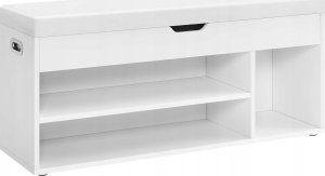 Vasagle Ławka na buty z poduszką, ławka do przechowywania z wyściełanym siedziskiem, 3 przegródki, ukryty schowek, półki, salon, salon, 5