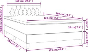 vidaXL Łóżko kontynentalne z materacem i LED, granatowe, 120x190 cm 11