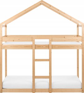 Beliani Łóżko piętrowe dziecięce domek drewniane 90 x 200 cm jasne LABATUT 4