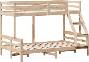 vidaXL Łóżko piętrowe, 80x200/120x200 cm, lite drewno sosnowe 2