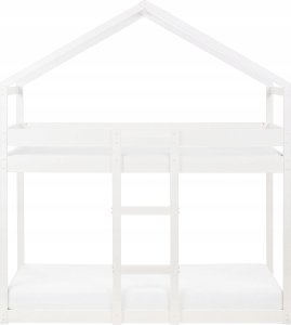 Beliani Łóżko piętrowe dziecięce domek drewniane 90 x 200 cm białe LABATUT 4