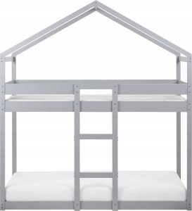 Beliani Łóżko piętrowe dziecięce domek drewniane 90 x 200 cm szare LABATUT 4