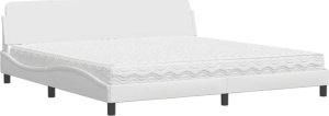 vidaXL Łóżko z materacem, białe, 200x200 cm, sztuczna skóra 2