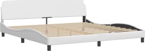 vidaXL Łóżko z materacem, białe, 200x200 cm, sztuczna skóra 4