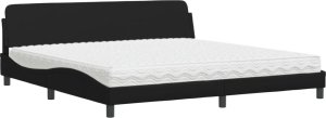 vidaXL Łóżko z materacem, czarne, 200x200 cm, sztuczna skóra 2