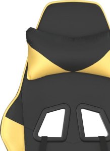 Fotel vidaXL Masujący fotel gamingowy, czarno-złoty, sztuczna skóra 11