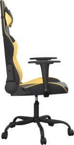 Fotel vidaXL Masujący fotel gamingowy, czarno-złoty, sztuczna skóra 4