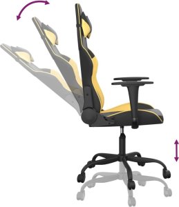 Fotel vidaXL Masujący fotel gamingowy, czarno-złoty, sztuczna skóra 6