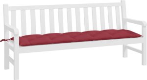 vidaXL Poduszka na ławkę ogrodową, winna czerwień 180x50x7 cm, tkanina 3
