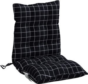 vidaXL Poduszki na krzesła z niskim oparciem, 4 szt., w czarną kratę 5