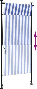 vidaXL Roleta zewnętrzna, niebiesko-biała, 100x270 cm, tkanina i stal 6