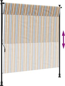 vidaXL Roleta zewnętrzna, żółto-biała, 150x270 cm, tkanina i stal 6