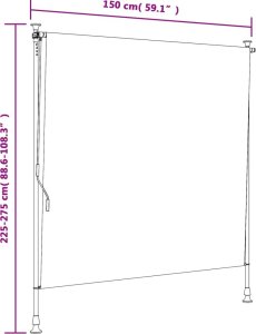 vidaXL Roleta zewnętrzna, żółto-biała, 150x270 cm, tkanina i stal 9