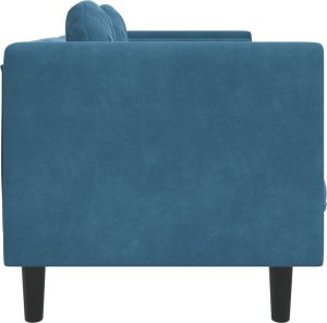 vidaXL Sofa 3-osobowa z poduszkami, niebieska, aksamit 5