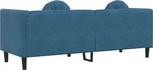 vidaXL Sofa 3-osobowa z poduszkami, niebieska, aksamit 6