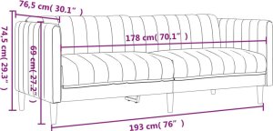 vidaXL Sofa 3-osobowa, ciemnobrązowa, tapicerowana tkaniną 9