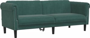 vidaXL Sofa 3-osobowa, ciemnozielona, tapicerowana aksamitem 2