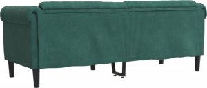 vidaXL Sofa 3-osobowa, ciemnozielona, tapicerowana aksamitem 6