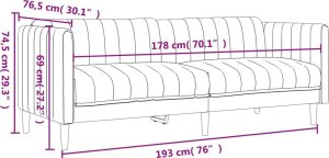 vidaXL Sofa 3-osobowa, ciemnozielona, tapicerowana tkaniną 9