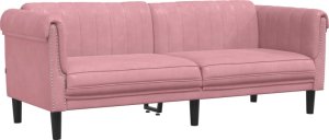 vidaXL Sofa 3-osobowa, różowa, tapicerowana aksamitem 2