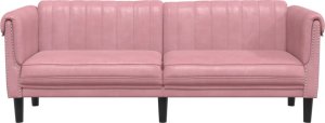vidaXL Sofa 3-osobowa, różowa, tapicerowana aksamitem 4