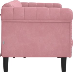 vidaXL Sofa 3-osobowa, różowa, tapicerowana aksamitem 5