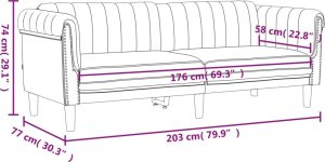 vidaXL Sofa 3-osobowa, różowa, tapicerowana aksamitem 8