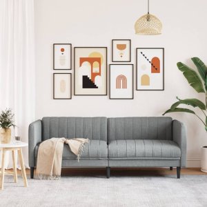 vidaXL Sofa trzyosobowa, jasnoszara, tkanina 3