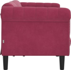 vidaXL Sofa 3-osobowa, winna czerwień, tapicerowana aksamitem 5