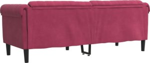 vidaXL Sofa 3-osobowa, winna czerwień, tapicerowana aksamitem 6
