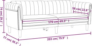 vidaXL Sofa 3-osobowa, winna czerwień, tapicerowana aksamitem 9